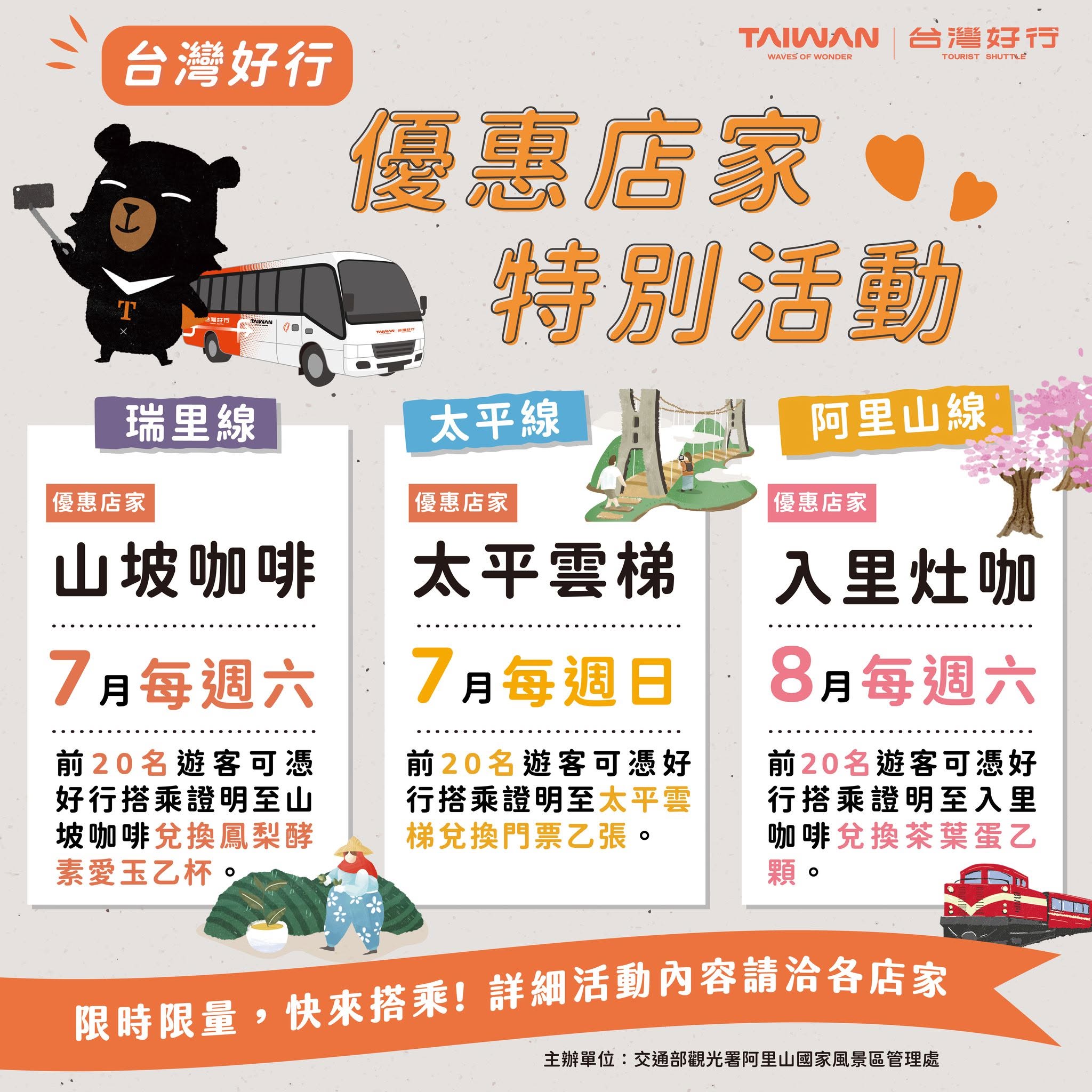 「搭好行,尋好康!」台灣好行阿里山三大...